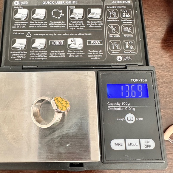 NWOT authentic Gucci Sterling Silver Enamel GucciGhost Pineapple GG Ring us6 - Picture 15 of 16